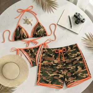 [Hot Summer 2026] - Matching Couple Swimwear Set Camo Bikini and Hawaiian Shorts Bold Beach Fit