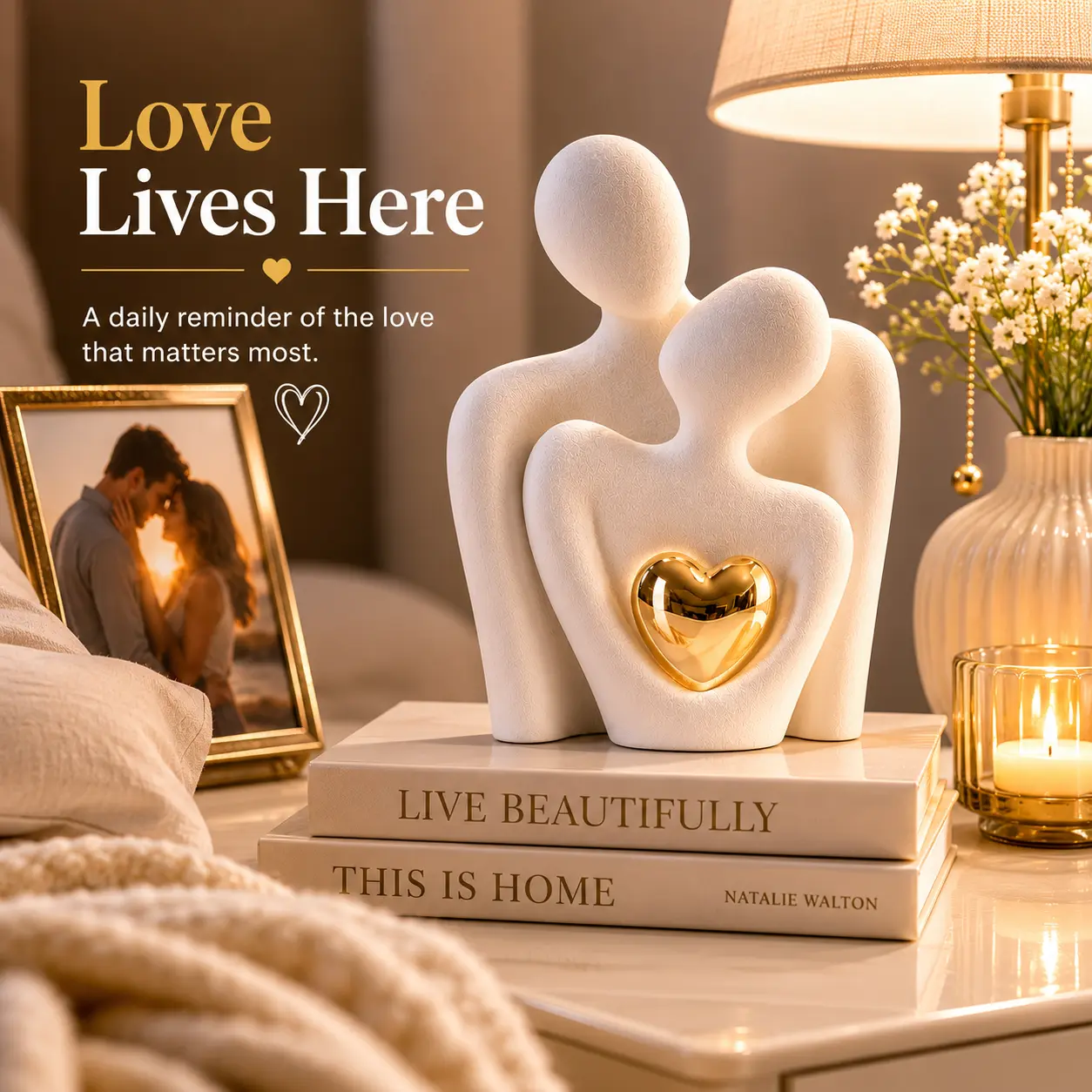 Mini Couple Resin Figurines, Durable Home Decor Statues for Living Room & Bedroom, Minimalist Valentine’s Day Gift for Couples, Bedroom Decor