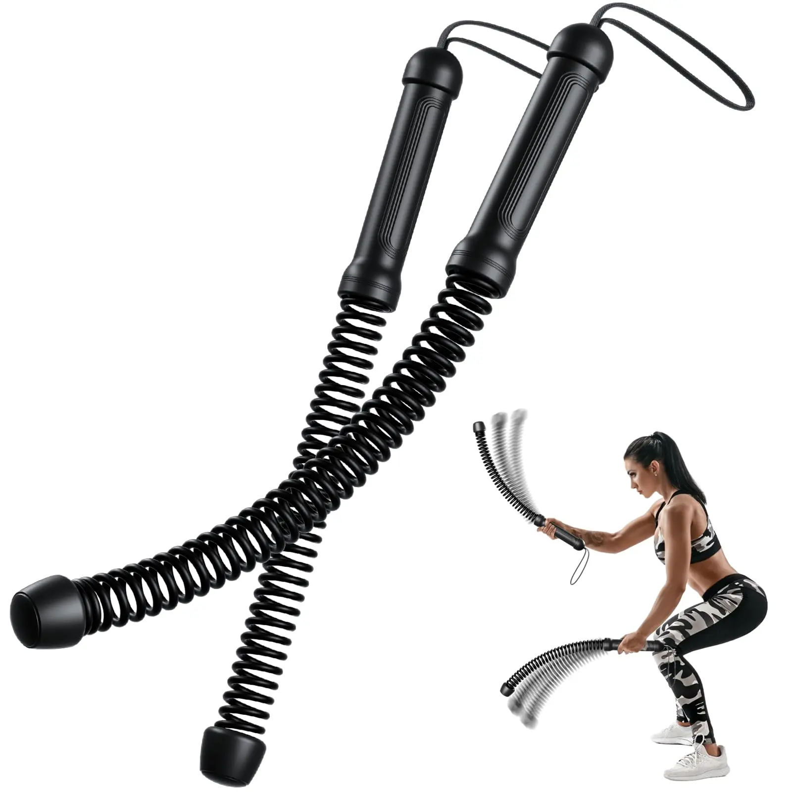 Ropeless Battle Ropes (2 Pack) for Men & Women, 18.4" Steel-Weighted Exercise Equipment with Spiral Grips for Full-Body HIIT Workouts & Home Gym Functional Training, Unisex Names, 18.4" Length, Portable, Steel-Core, Tangle-Free, Full-Body Workout, 1.7Lb