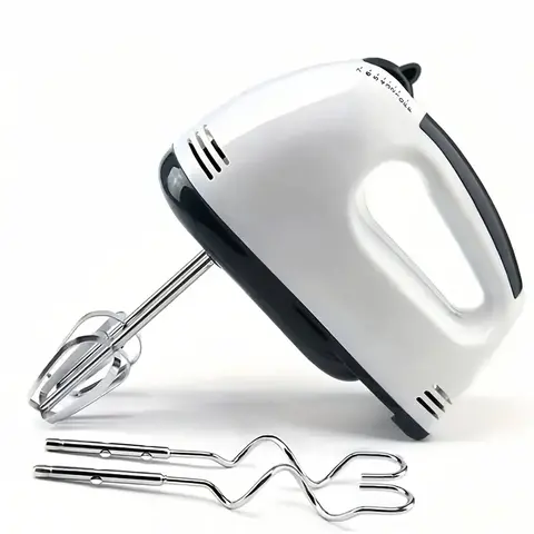Handheld electric mixer – Portable 7-speed electric kitchen mixer with 5 stainless steel attachments, food beater for mixing cookies, cakes, eggs