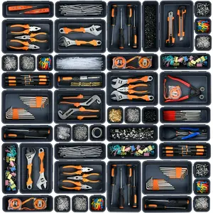 32PCS Tool Box Organizer Tray Divider Set, Desk Drawer Organizer, Garage Organization and Storage Toolbox Accessories for Rolling Tool Chest Cart Cabinet Work Bench Small Parts