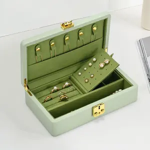 Oirlv Leather Jewelry Box with Lockable Design for Watch Necklace Ring Earring Storage Perfect Birthday & Return Gifts for Young Women