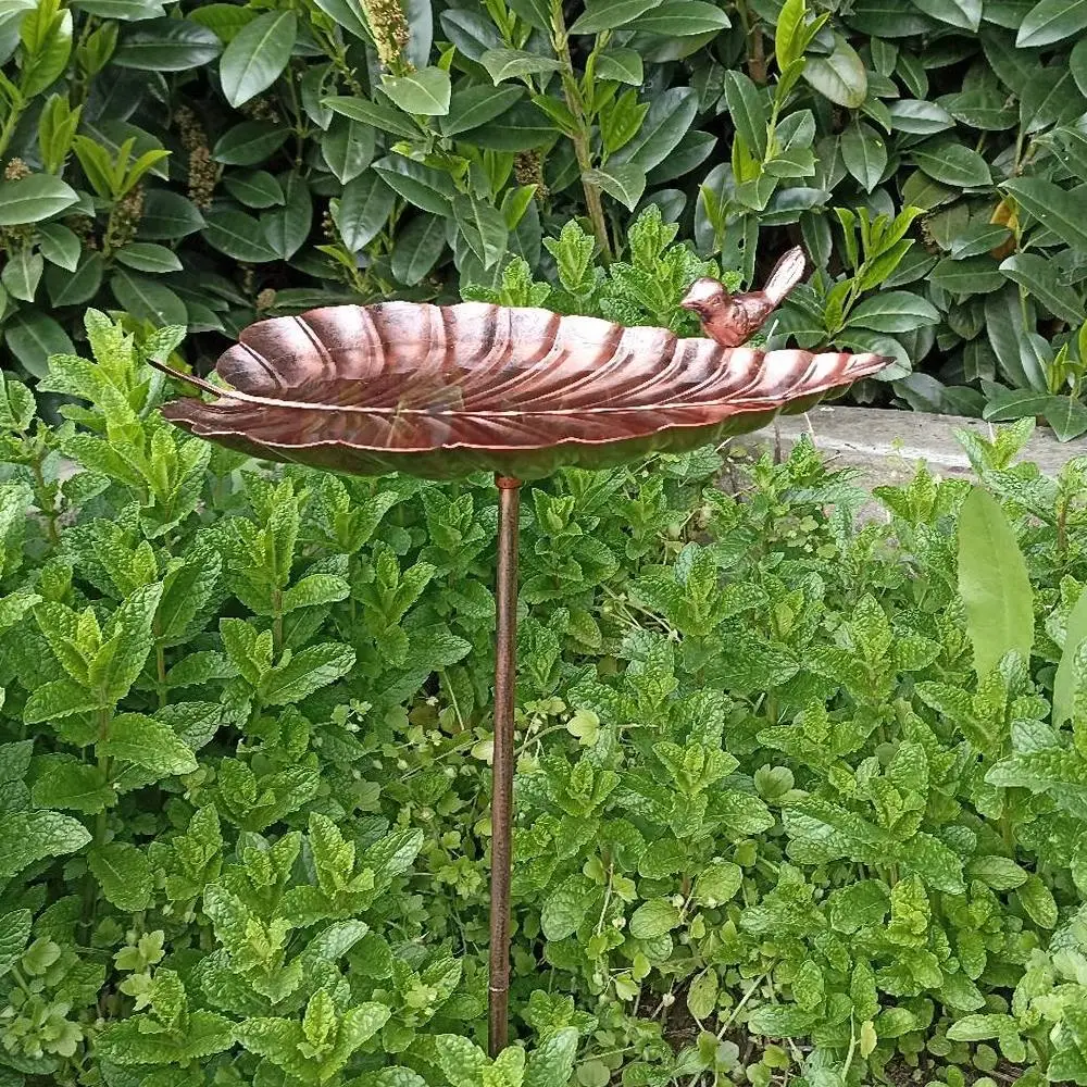 Leaf Design Bird Bath, Rustproof Detachable Bird Bath, Creative Decor Supplies for Home Garden Yard Lawn