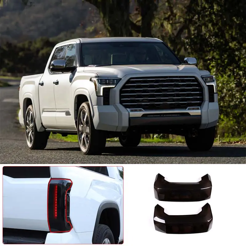 Automotive Car Accessories, 2-Piece ABS Transparent Gray Smoked Black Taillight Replacement Shells with Double Sided Tape for 2022+ Toyota Tundra, Car Exterior Accessories