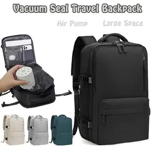 DOSMINE Vacuum Compression Large Travel Backpack with Air Pump Flight Approved Laptop Compartment Unisex Design for Women Men 17.8x12x7.9 Inches outdoorfun
