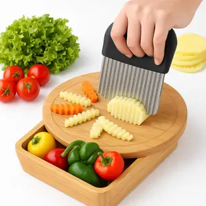 Crinkle Cutter Stainless Steel Wavy Cutter – Crinkle Knife for Potatoes, Chips, French Fries and Vegetables