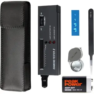 MIUONO Diamond Tester, Professional Diamond Gem Tester Pen with 10x Magnifier and Tweezers for Novice and Expert (Battery Included)