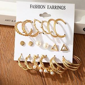 36 Pairs Gold Earrings Set for Women, Fashion Pearl Chain Link Stud Drop Dangle Earrings Multipack Hoop Earring Packs, Hypoallergenic Earrings for Birthday Party Jewelry