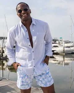 The Ice Breaker - Long Sleeve Blue Linen Shirt