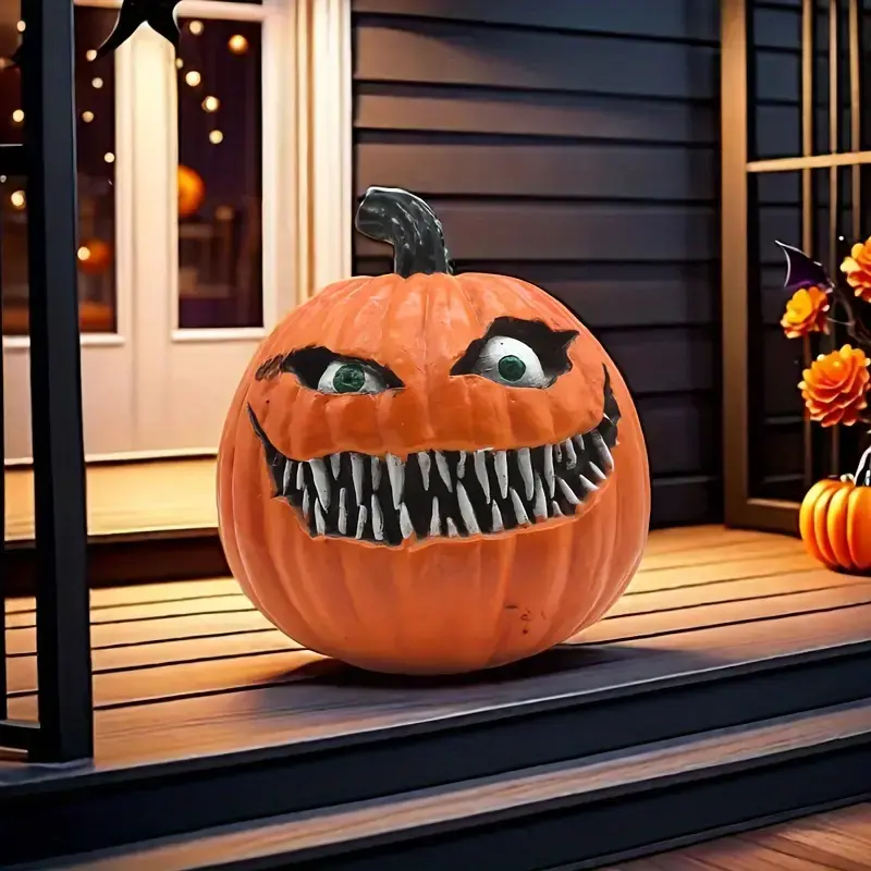 Modern Resin Halloween Pumpkin Statue, Indoor Outdoor Decor, Decorative Ornaments, Weatherproof & Waterproof, Perfect for Living Room Collection