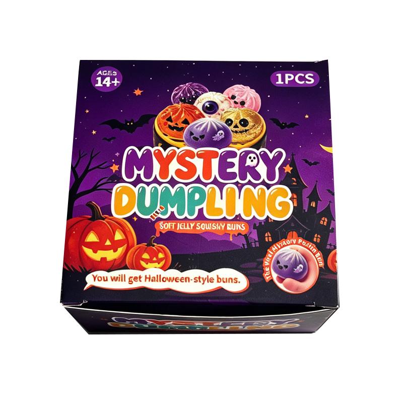 Halloween Dumpling Slow-Rebound Squishy Stress Relief Toys, 4pcs/6pcs with Steamer Storage Boxes, Grimace Pumpkin & Little Devil Designs, Halloween Party Gifts