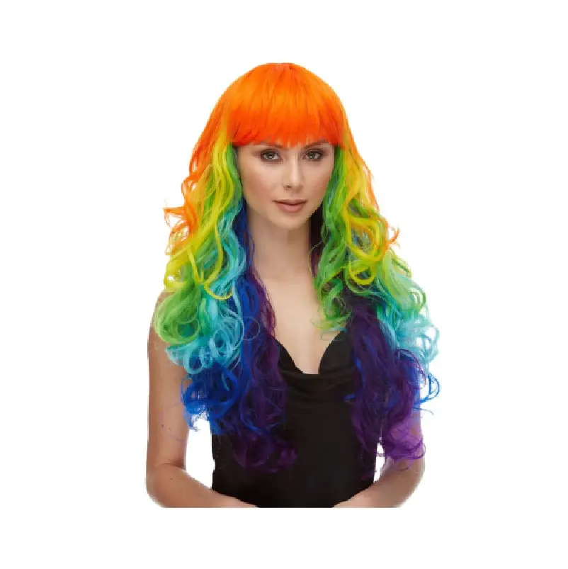 Chroma Long Wavy Rainbow Wig - Pride - Costume Accessory - One Size