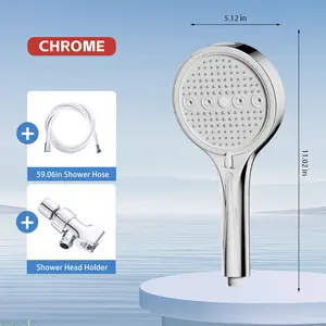 Supercharged Filtered Shower Head 6-Speed Adjustable Super Pressurized Wall-Mounted Painted Finish Rain Set Adjustable Angle Head Bathroom Accessories For Shower Use Only Chrome Finish