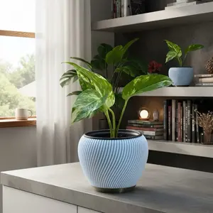 Modern Multicolor PLA Plant Pot with Ribbed Design for Indoor Plants Home Decor Modern Multicolor PLA Plant Pot with Ribbed Design for Indoor Plants Home Decor