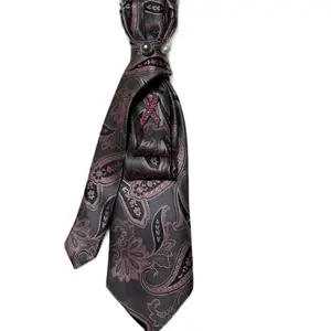 Upcycle Mens Neck Tie Necklaces with Elegant Floral Pattern and Pearl Accents for Formal Wear in Rich pink accent pearl necklaces