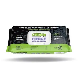 Crocodile Cloth Fierce Disinfectant Wipes - 40-Count, 15"x10", Large Multi-Surface Antimicrobial Disinfecting Cloths Kitchen Cleaner Household Sanitizer Cleaning