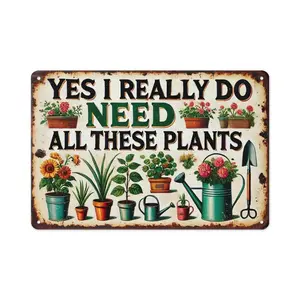 Garden Gifts I Really Need All These Plants Vintage Gardening Signs for Home Garden Greenhouse Living Room Bedroom Yard Outdoor Decor 8X12 Inch Rustic Aesthetic Durable Tin Metal
