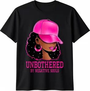 100%cotton African American Afro Queen Sassy Black Woman Unbothered T-Shirt Top Vintage