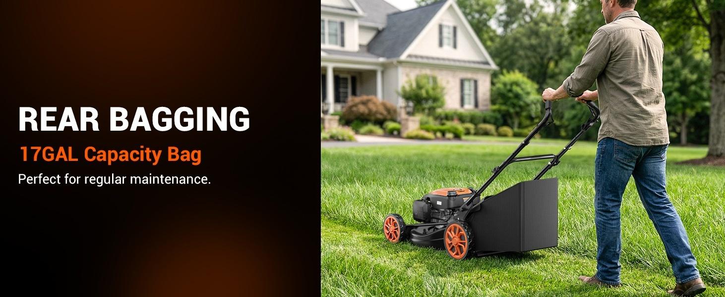 Efurden 21" Self-Propelled Gas Lawn Mower, 170cc 4-Stroke Engine, 7-Position Cutting Height, 3-in-1 Versatile Mulching Bagging Discharging, 1.9 Bushels Large Grass Collector Efurden 21" Self-Propelled Gas Lawn Mower, 170cc 4-Stroke Engine, 7-Position Cutting Height, 3-in-1 Versatile Mulching Bagging Discharging, 1.9 Bushels Large Grass Collector