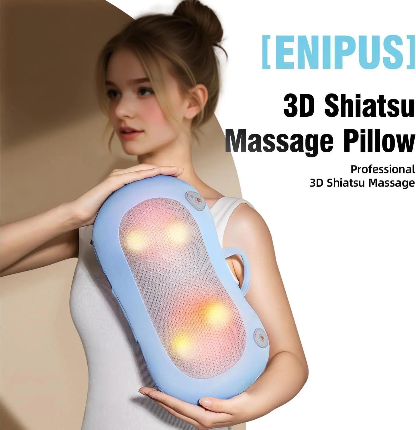 Cervical massage pillow sky blue (sky blue [charging]+ gift box version) Size: 35.00cm*11.00cm*17.80cm Cordless Plug Massager Comfort