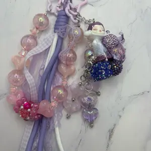 Kawaii Purple and Pink Junk Keychain - Versatile Bag Charm for Daily Use