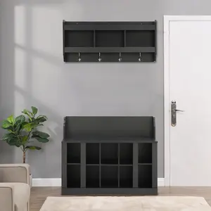 Modern Minimalist Decor Fitting Set with Storage Bench and Wall-Mounted Coat Rack