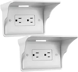 Storage Theory Power Perch Outlet Shelf with Cord Storage Strap – Bathroom Shelving for Alexa Echo Dot, Electric Toothbrush – Holds Smart Speaker, Cell Phone – Easy Installation (1-Pack, White)