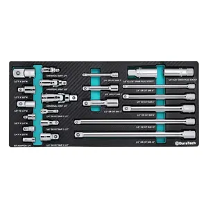 #fathersdaygift DURATECH 22-Piece Drive Tool Accessory Set, Including 1/4 3/8 1/2 Extension Bars, Socket Adapters, Universal Joints, Spark Plug Sockets, Professional Socket Accessories, Cr-V Steel, EVA Foam Package