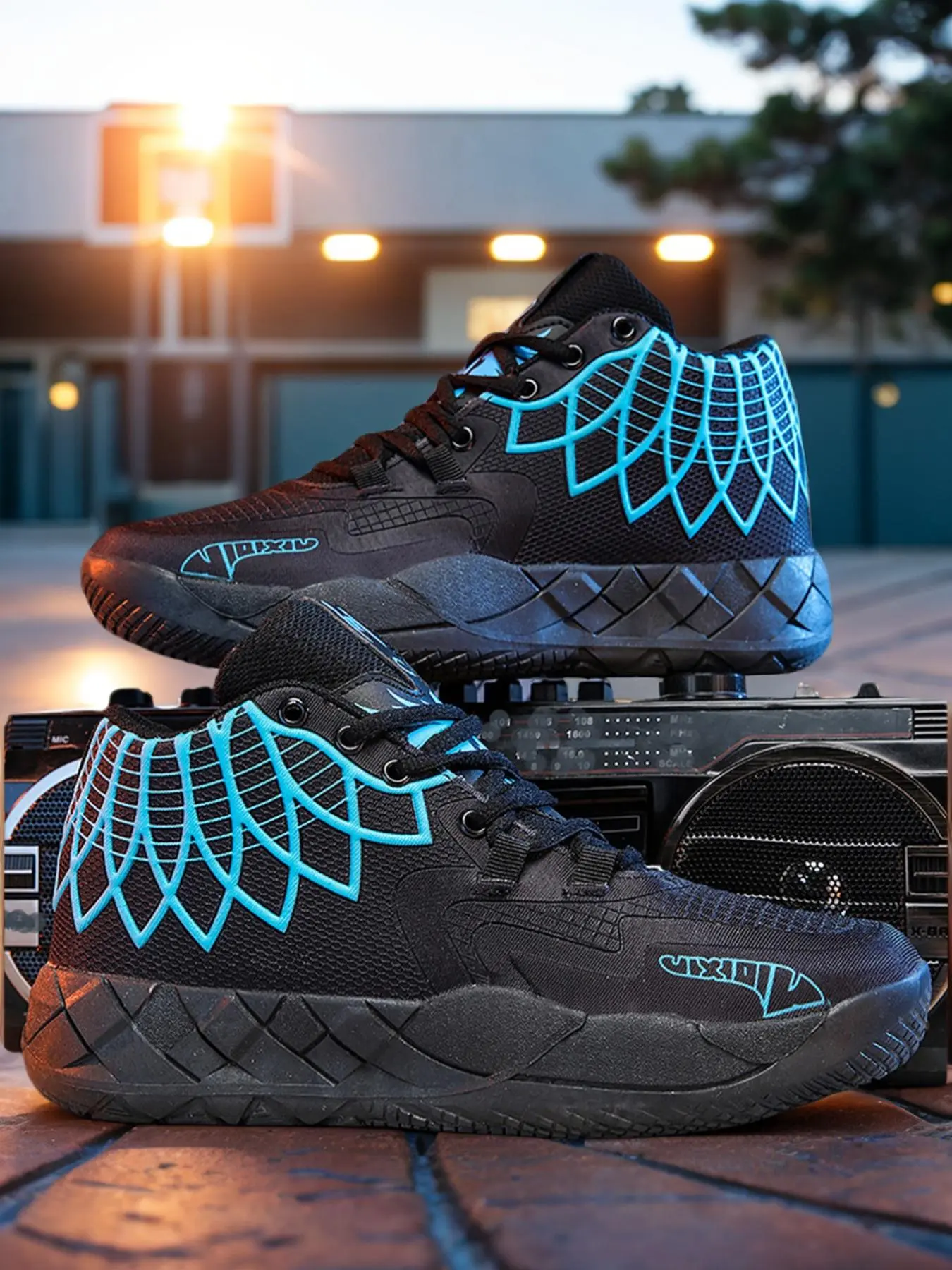 Youth Unisex Athletic Stylish Basketball Shoes, Sport Shoes, Active Footwear with Thick Rubber Sole, Cushioned Support, Multi-Color Flexible Laces, Anti-Slip Ankle Design, Youth Fashion Shoes