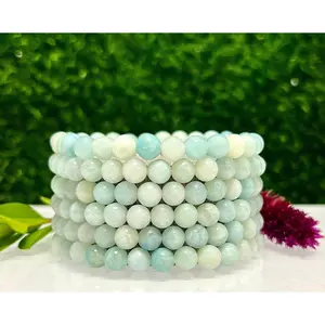 Wholesale 6 Pcs Natural Amazonite 6mm 7.5” Crystal Healing Stretch Bracelet