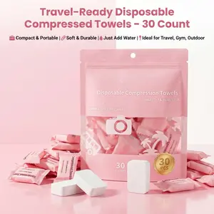 30 Pcs Portable Compressed Towel | Individually Wrapped Candy Design | Skin-Friendly & Soft for Travel & Business Trip