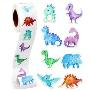 500pcs Dinosaur Adhesive Stickers Roll, 1 Inch Animal Labels for Teachers & Parents, School Classroom Decorations, Back-To-School Gifts