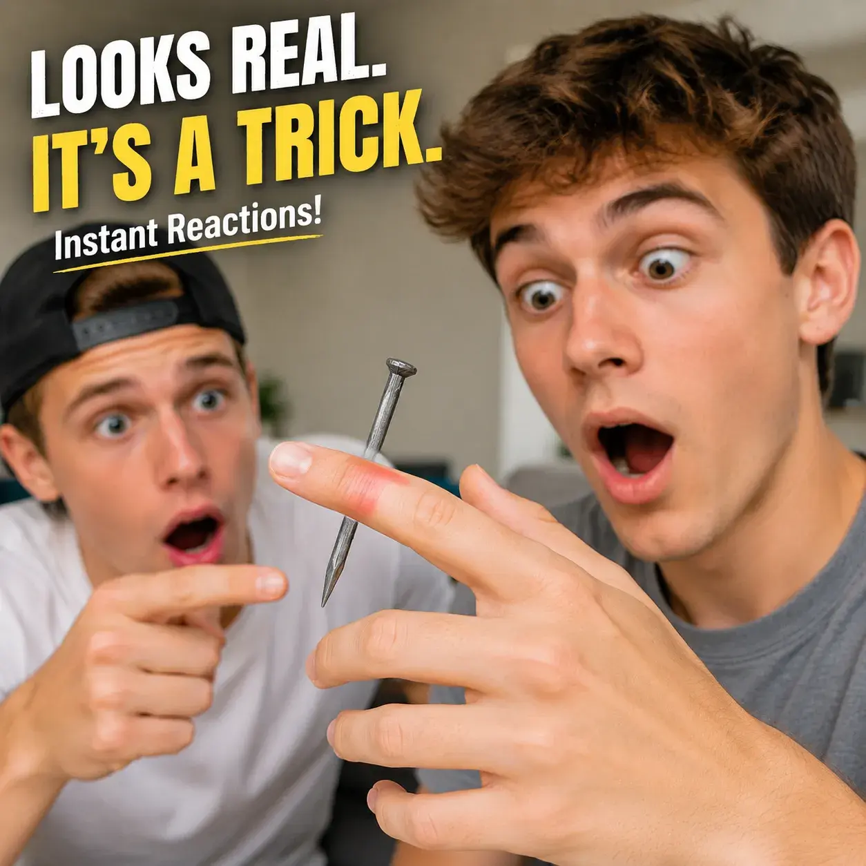 Scary Jump Scare Finger Nail Through Trick Toy, Fake Nail Pierce Finger Prank Prop, Horror Gag Prank Gadget Funny Joke Gift for Party
