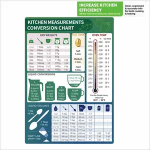 8x6 Inch Kitchen Conversion Magnet, Easy Cooking and Baking Metric Chart, Cute Kitchen Accessory for Home Cooks, Universal Use