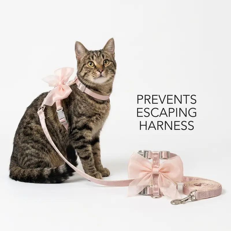 Cat Harness & Leash Set with Large Bow Anti-Escape Design for Small Medium Cats Anti-Breaking Not Strangling for Safe Walks Collars outdoorfun, Walking Harness