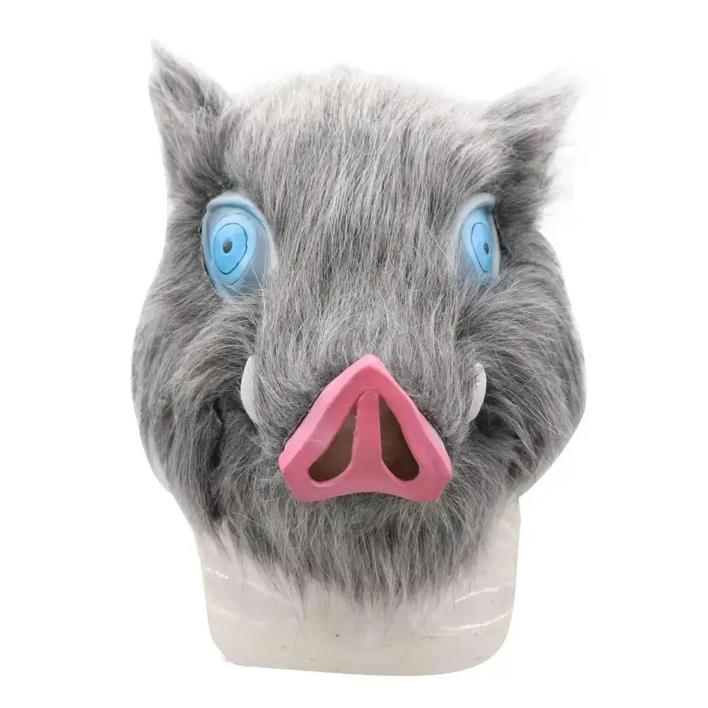 Cosplay Inosuke Hashibira Mask Helmet Demon Slayer Kimetsu No Yaiba Hood Hair Pig Mask Headwear Halloween Carnival Costume Prop