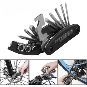 16-In-1 Multi-Function Bicycle Repair Tool Kit, Multifunctional Tool, Adjustable Wrench, Tire Lever, Hex Key, Spoke Wrench, Foldable Design, Essential Bike Tools