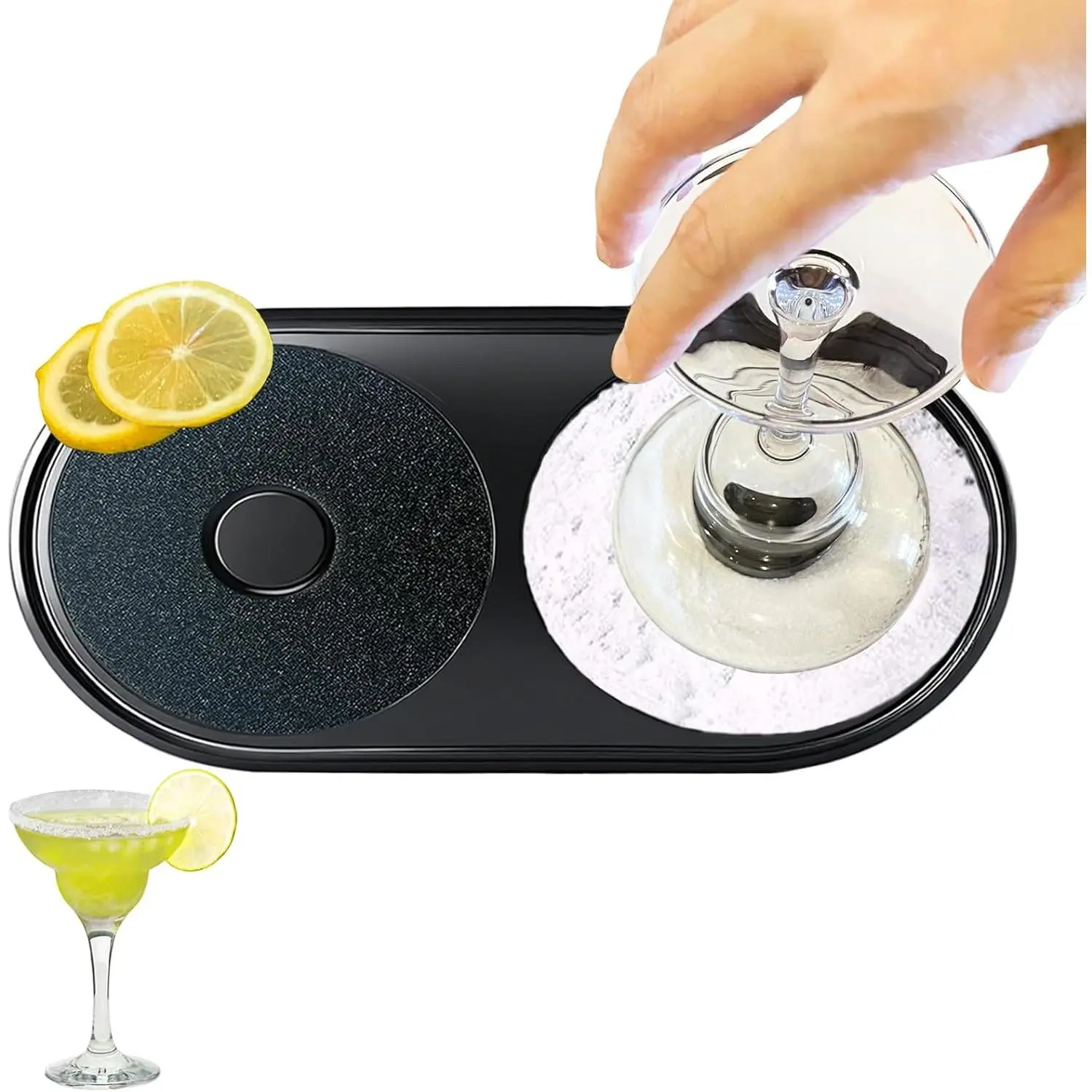 Bar Glass Rimmer  in- Margarita Salt Rimmer Set for , Salt and Sugar Rimmer Tray for Drinks - Drink Rimmer, Glass Rimmer for Margarita Rim,  Rimmer for Bar Tool