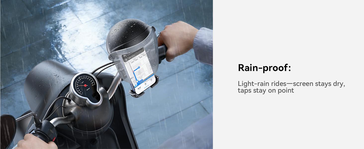 JOYROOM Motorcycle Phone Mount Holder, [NO.1 Sunshade& Rainproof] Phone Holder for Motorcycle ATV Scooter, [1s Quick Lock] Handlebar Phone Mount for iPhone 17 16 15 Pro Max S25, More 5.4-7" Phones