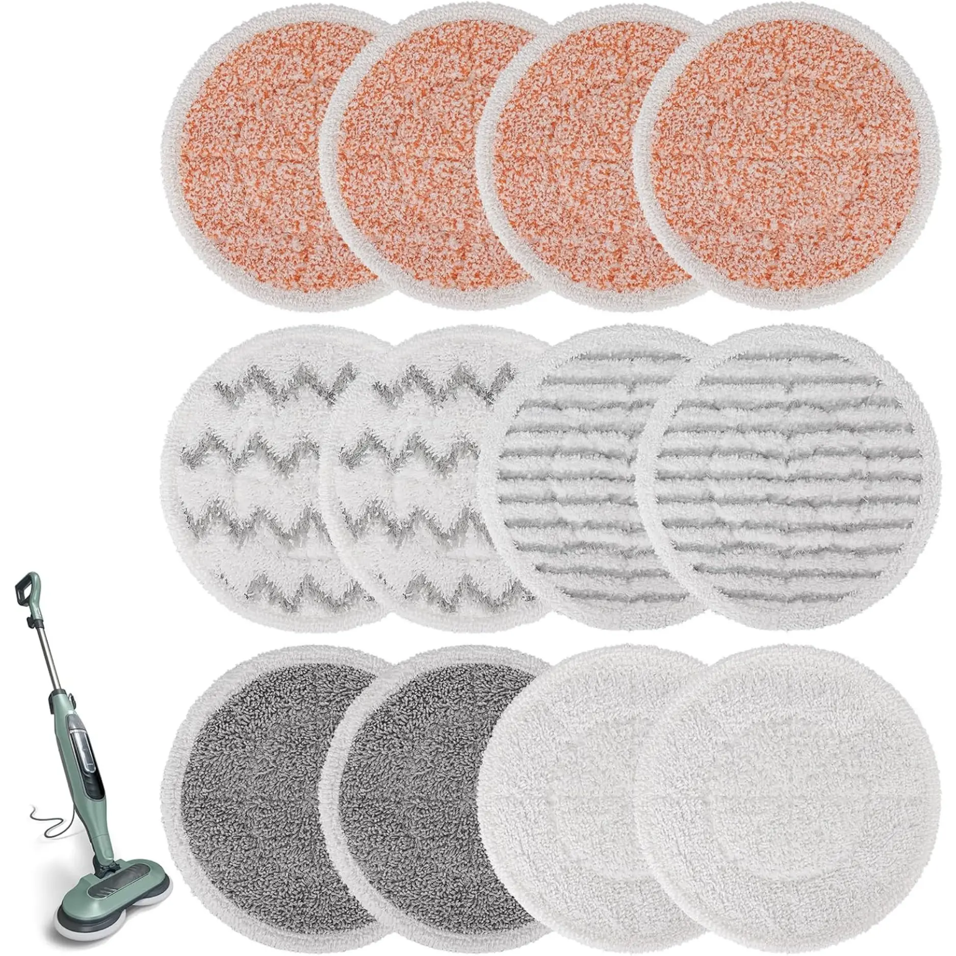 12 Pack Steam Mop Pads for Shark Steam & Scrub Mop, Washable Spin Mop Refills Compatible with S7000, S7001, S7201, S8201, S8001 & More