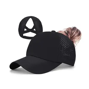 Women's Adjustable Ponytail Baseball Cap - Stylish Criss Cross Design, Perfect for Outdoor Sports, Travel, Quick Drying High Messy Bun Ponycap