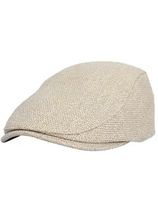 Ivy Cap Straw Weave Linen-Like Cotton Cabbie Newsboy Hat Casual Trendy Hat