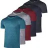 Real Essentials 5 Pack: Men's Dry-Fit Short Sleeve Crew Neck T Shirts Fitness Running Gym Workout Cool Exercise Athletic Tee