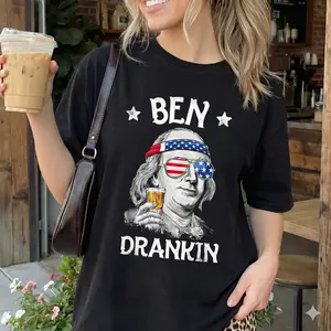 Ben Drankin 4th Of July Men USA Flag T-Shirt, Soft And Breathable Short Sleeve, Outdoor Activities, Work, And Sports, Comfortable All-Day Fit!