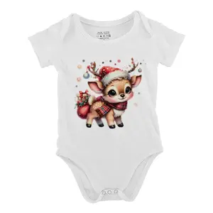 Funny baby babysuit Christmas Reindeer letter print baby short Sleeve Onesies Romper for Infant， Newborn Boys Girls Soft Casual Outfit, outdoor baby bodysuits