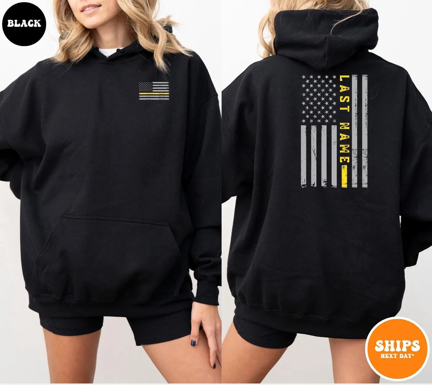 911 Dispatcher Sweatshirt | Thin Gold Line Flag Dispatcher Shirt | First Responder Gift | Personalized 911 Operator | Telecommunications