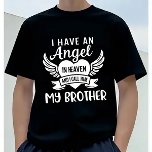 Angel Guardian Bro TShirt Heart and Wings Print Comfortable Oversized Fit