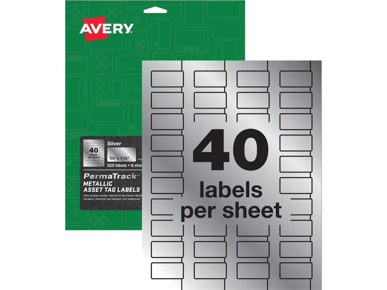 Avery® PermaTrack Metallic Silver Asset Tag Labels Avery® PermaTrack Metallic Silver Asset Tag Labels