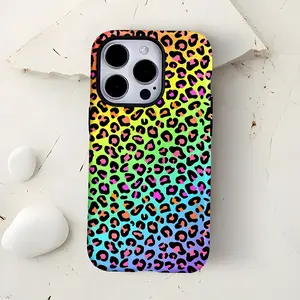 Rainbow Leopard Print iPhone Magsafe / Tough Phone Case, Colorful Y2K Animal Pattern Design, Fits iPhone 17 16 15 14 13 12
