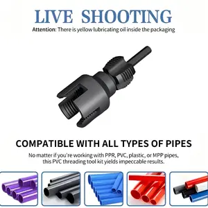 Upgraded Carbon Steel Pipe Tapping & Threading Tool |   Connector for Stable Threading in Pipe Installation & Repair Set diy upgrade pipe thread professional plumbing dual-function drill Kit